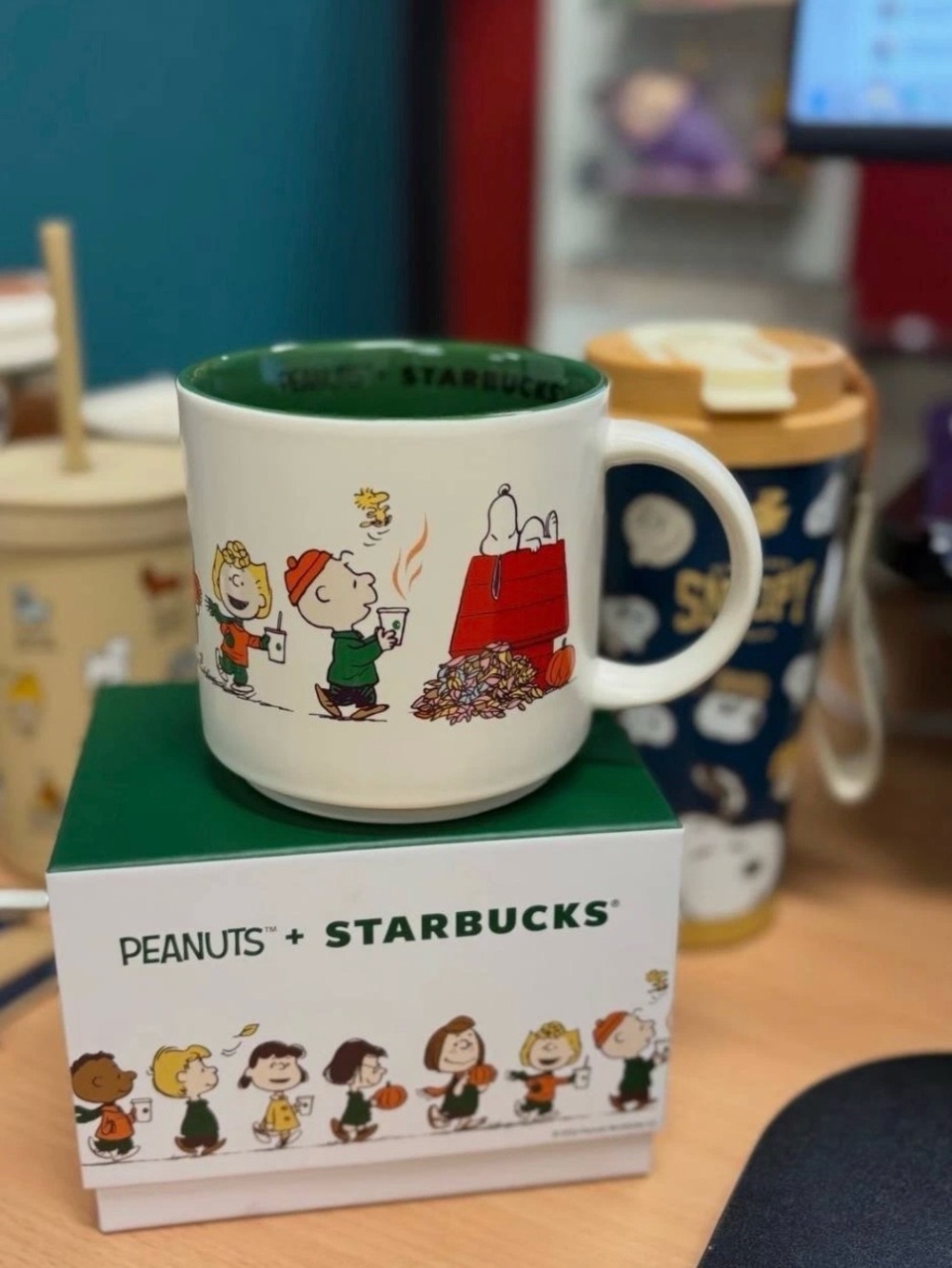 In hand Starbucks Peanuts Snoopy White Mug Limited Edition Released Authentic